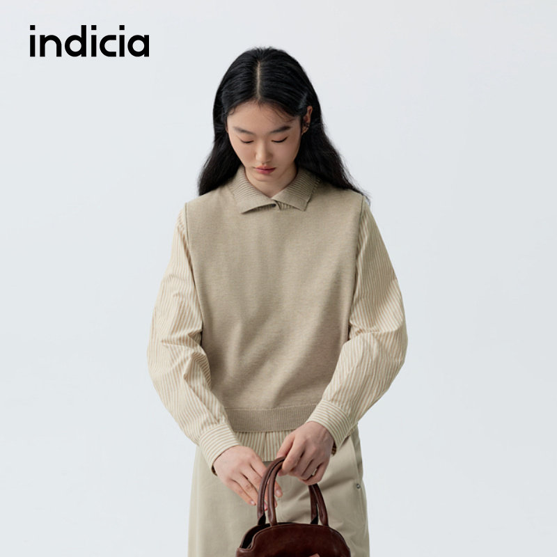 indicia标记商场同款2026春季新款两件套衬衫背心套装上衣女装