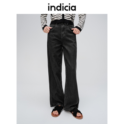 indicia标记商场同款春夏简约设计感显瘦直筒牛仔裤6B405NK252F