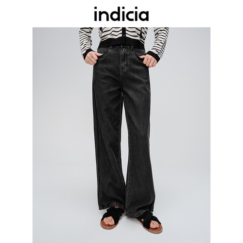 indicia标记商场同款春夏简约设计感显瘦直筒牛仔裤6B405NK252F