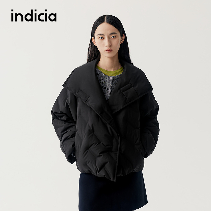 indicia标记商场同款25冬季新款女黑色短款羽绒服外套F2D5YR574F