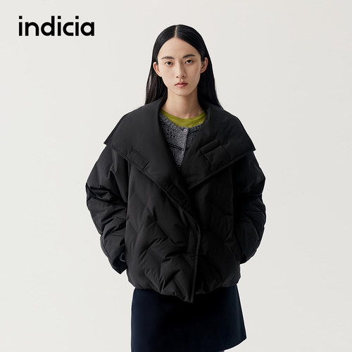 indicia标记商场同款冬季新款女黑色短款羽绒服外套F2D5YR574F