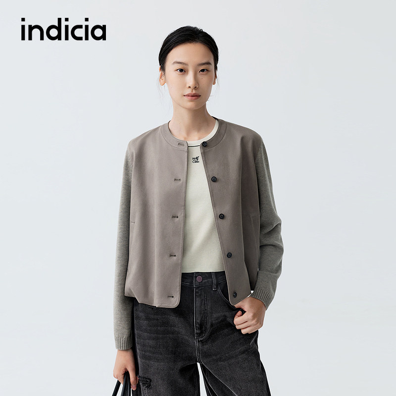 indicia标记商场同款2026春季新款女装短款外套上衣单排扣圆领