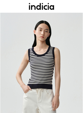 indicia标记商场同款25夏新款简约莱赛尔条纹背心内搭 F2B5BX131N