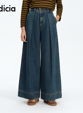 indicia标记商场同款宽松阔腿牛仔裤休闲裤秋冬季女装F2C4NK463C