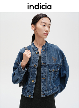 indicia标记纯棉蓝色休闲牛仔外套上衣时尚春秋季女装F2C4WT467N