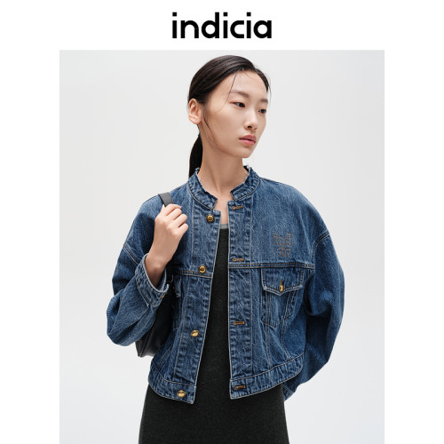 indicia标记纯棉蓝色休闲牛仔外套上衣时尚春秋季女装F2C4WT467N