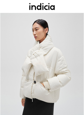 indicia标记商场同款女装冬款廓形保暖围巾羽绒服外套F2D4YR674C