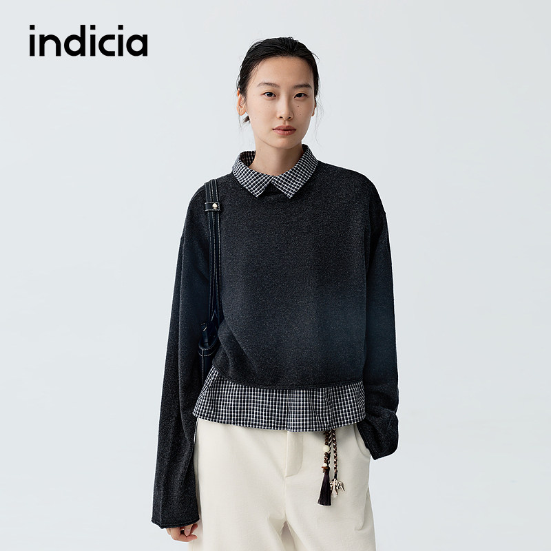 indicia标记商场同款26春季新款女装衬衫针织衫两件套时尚套装女