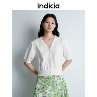 女装 上衣薄款 L2B5KS077 简约白色纯棉针织衫 indicia标记25夏新款