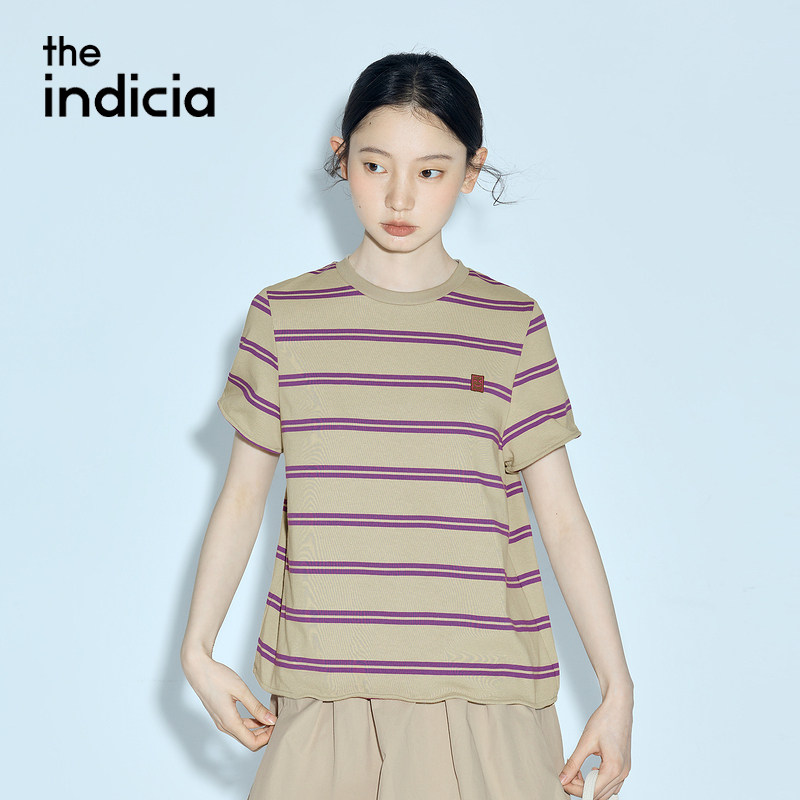 indicia标记商场同款2026夏季新款女装条纹T恤上衣L2B6TX064