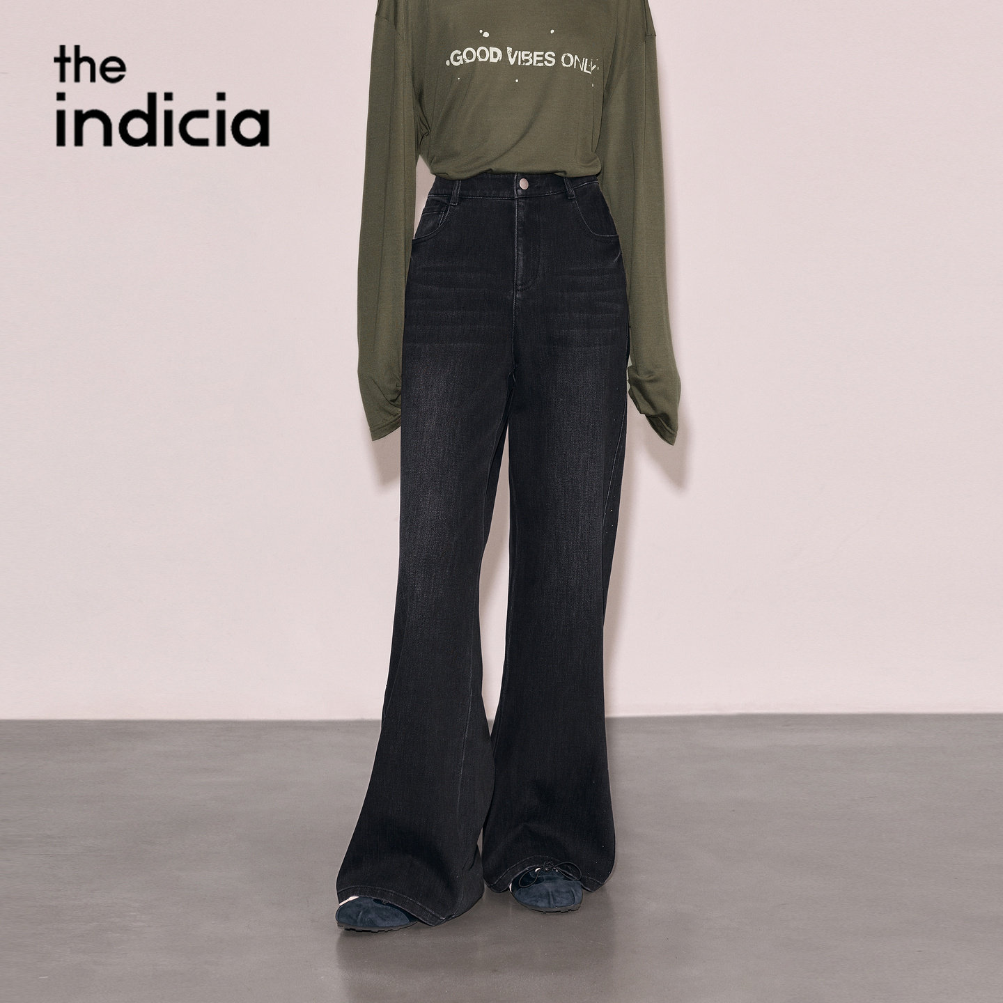 indicia标记商场同款2026秋季新款女装黑色休闲牛仔裤L2C6NK198Y