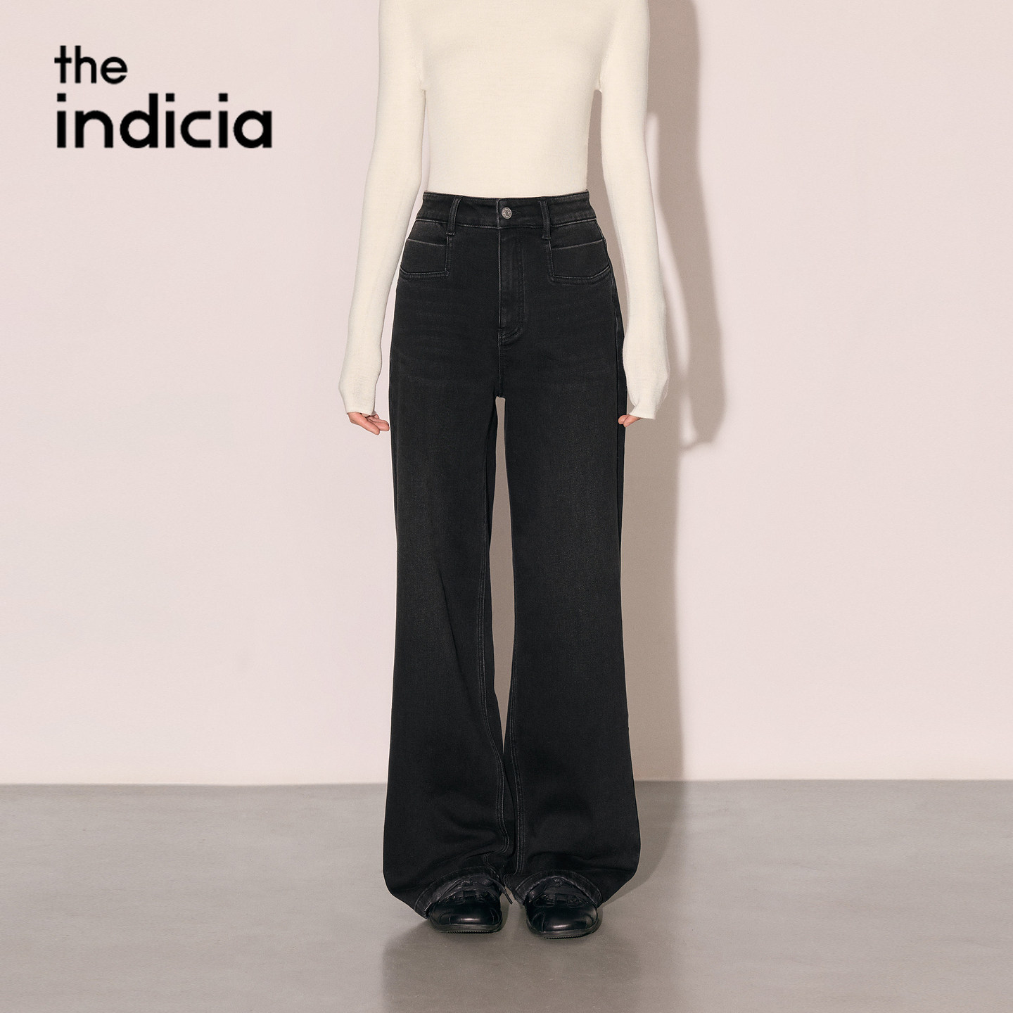 indicia标记商场同款2026冬季新款女装黑色修身牛仔裤L2D6NK371Z