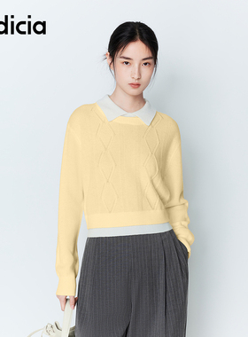 indicia标记商场同款26春季新款女装羊毛黄色拼接针织衫L2A6ZZ013