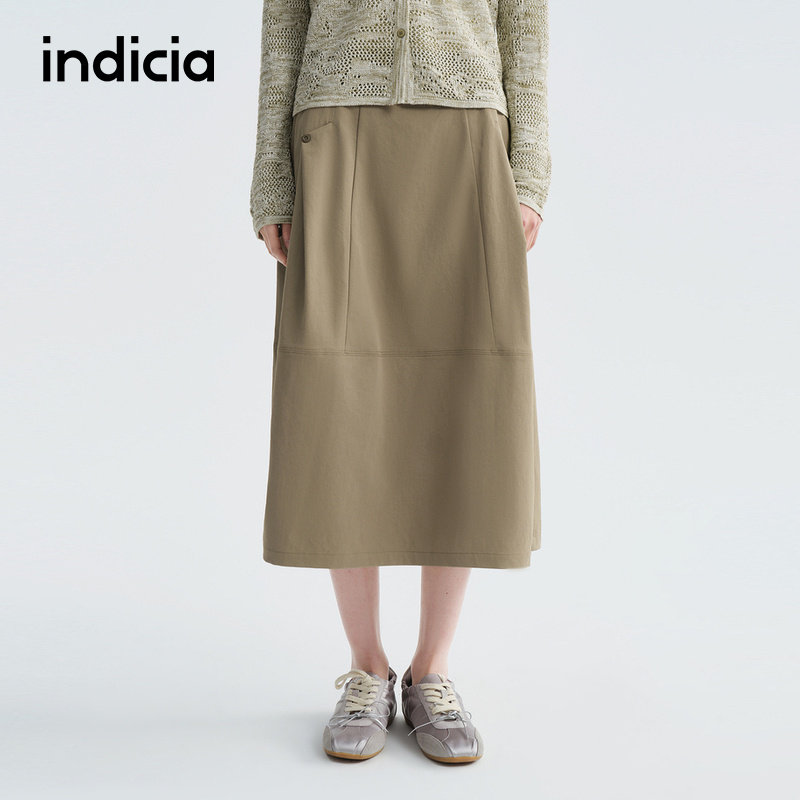 indicia标记商场同款2026夏季新款半身裙卡其色女裙子F2A6QZ049N