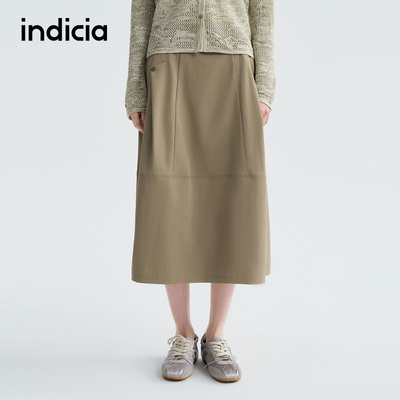 indicia标记商场同款春秋季新款半身裙卡其色女裙子F2A6QZ049N