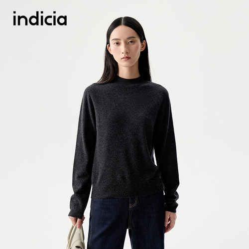 indicia标记25冬新款纯色宽松绵羊毛休闲针织衫打底L2D5ZZ211