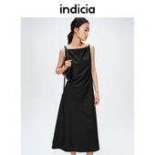 indicia标记2024春季 新款 吊带连衣裙舒适打底黑色裙子C6A404LQ032