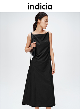 indicia标记2024春季新款吊带连衣裙舒适打底黑色裙子C6A404LQ032
