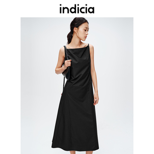 indicia标记2024春季 吊带连衣裙舒适打底黑色裙子C6A404LQ032 新款