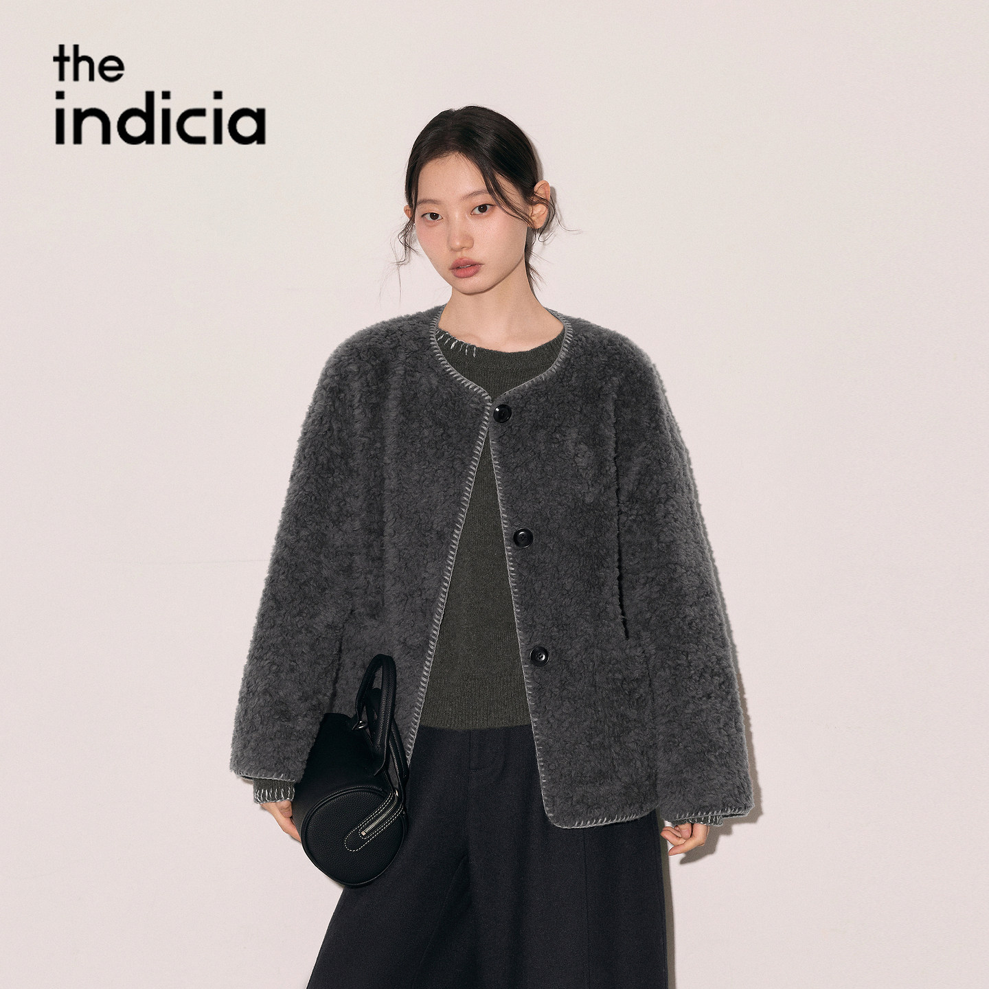 indicia标记商场同款2026冬季新款女装羊毛皮草短外套L2D6PC277Y