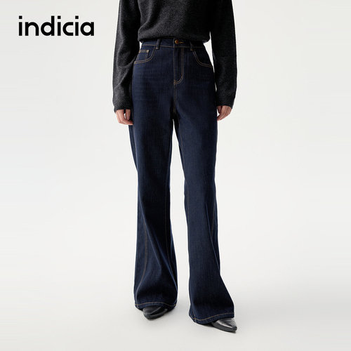 indicia标记25秋新款藏青修身微喇休闲显瘦牛仔裤L2D5NK214-1