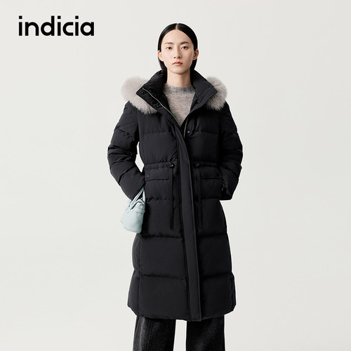 indicia标记商场同款冬季新款女装毛领羽绒服长外套F2D5YR566C