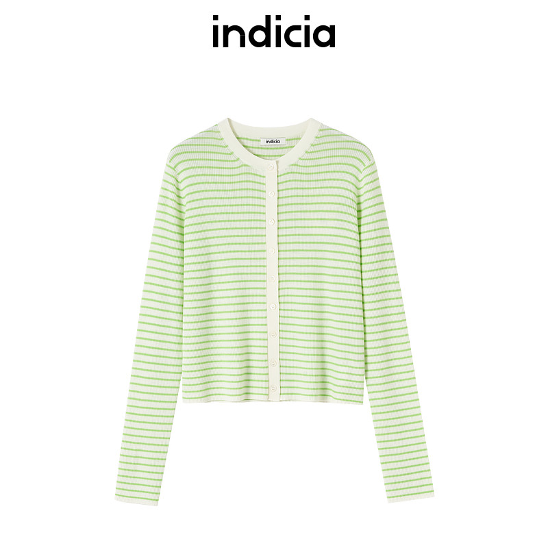 indicia标记商场同款25春新款条纹针织衫撞色日系复古F2A5ZZ061F