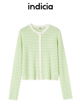 indicia标记商场同款25春新款条纹针织衫撞色日系复古F2A5ZZ061F