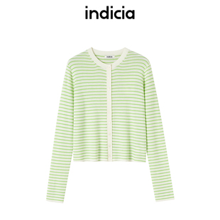 撞色日系复古F2A5ZZ061F 条纹针织衫 indicia标记商场同款 25春新款