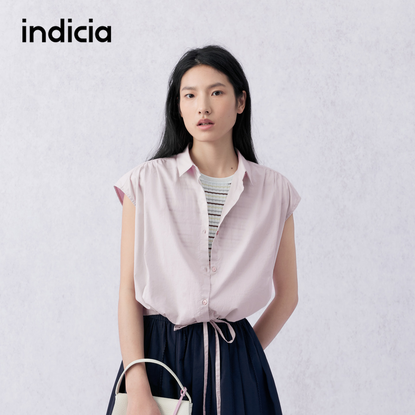 indicia标记商场同款2026夏季女装粉色纯棉衬衫上衣F2B6CS237F