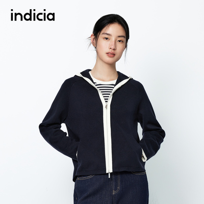 indicia标记商场同款25春新款复古拼色慵懒风针织开衫F2A5KS018N