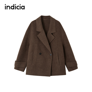 100%羊毛大衣毛呢外套F2D5DY550N 女装 indicia标记商场同款 25冬季
