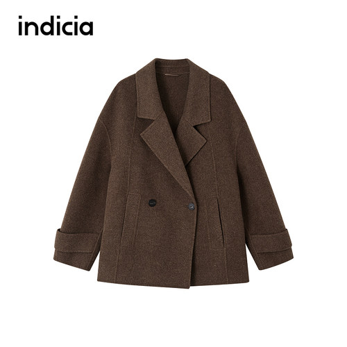 indicia标记商场同款冬季女装100%羊毛大衣毛呢外套F2D5DY550N