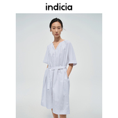 indicia标记商场同款 夏款 裙子蓝色简约清爽连衣裙6B406LQ386F