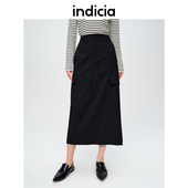 indicia标记商场同款 裙子6A403QZ159F 半身裙修身 春秋季 黑色工装
