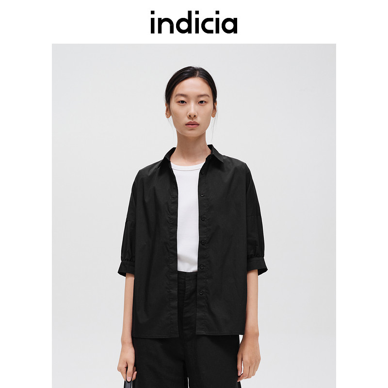 indicia标记商场同款女装夏款衬衣上衣蝙蝠袖短袖F2C4CS412N