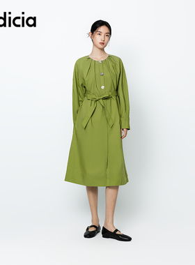 indicia 系带连衣裙女纯色显瘦春秋季商场同款标记女装5A303LQ092