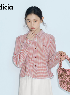 indicia标记商场同款26春夏季新款女装红色格子衬衫上衣L2B6CS068
