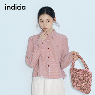 indicia标记商场同款26春夏季新款女装红色格子衬衫上衣L2B6CS068