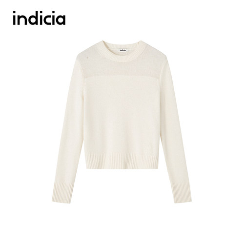 indicia标记商场同款简约白色圆领针织打底衫氛围感F2D4MS764C