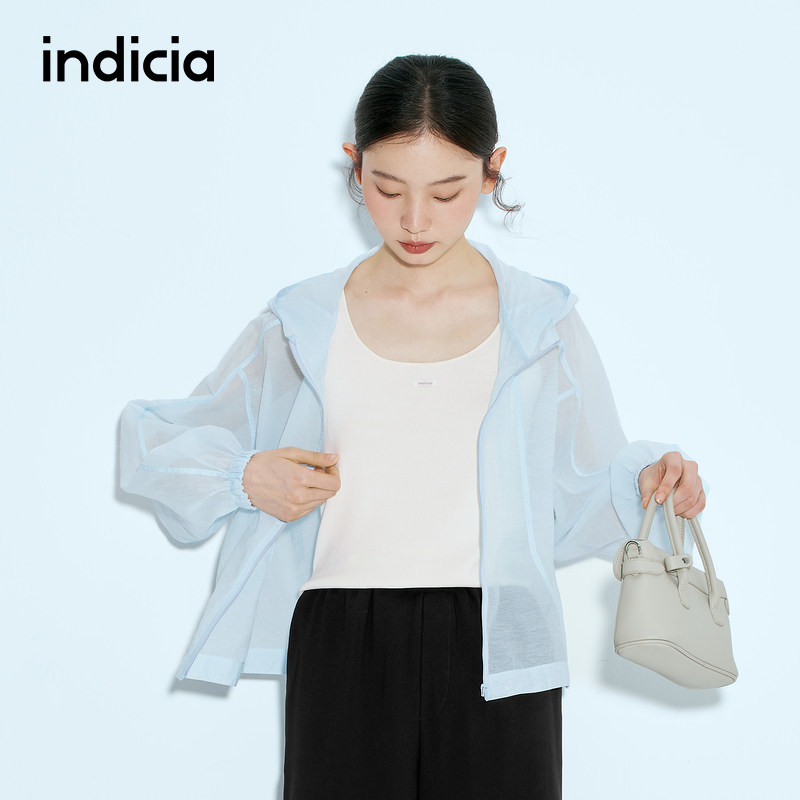 indicia标记商场同款25夏新款纯色轻薄空调衫外套连帽F2B5WT163N