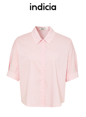 indicia标记商场同款夏季新款粉色衬衫短袖上衣女装6B406CS360N