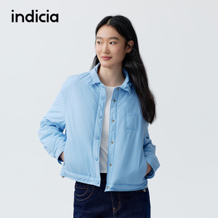 indicia标记商场同款2026春季新款女装蓝色短款外套休闲时尚