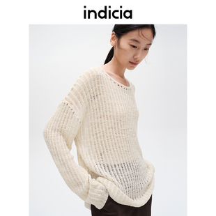 indicia标记女装春秋季新款简约气质镂空针织衫套头衫L2C4ZZ143
