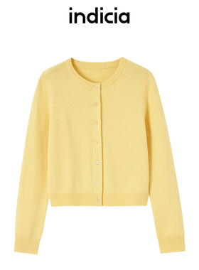 indicia标记商场同款25春新款简约黄色开衫减龄针织F2A5KS059F