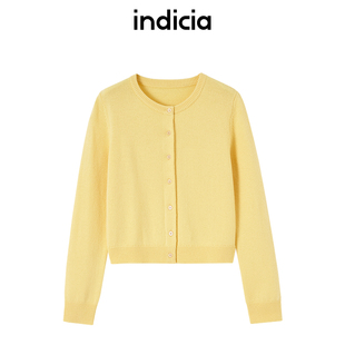 减龄针织F2A5KS059F 简约黄色开衫 indicia标记商场同款 25春新款
