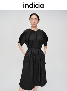 indicia标记商场同款衬衫连衣裙短袖腰带收腰通勤女装6B404LQ239C