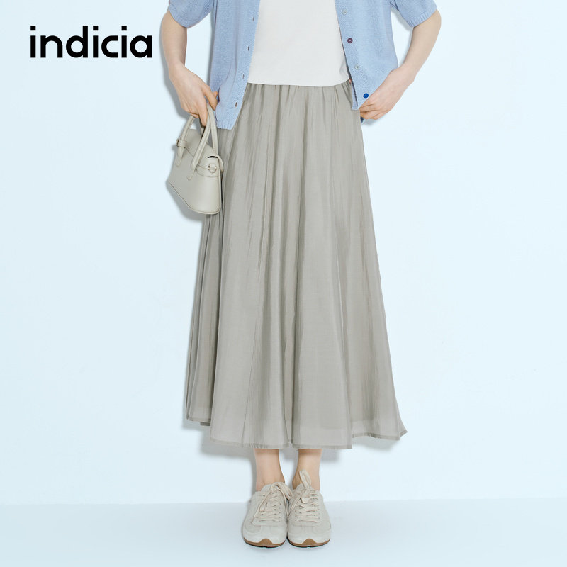 indicia标记商场同款简约半身裙纯色A字裙子春秋女装 6A403QZ143C