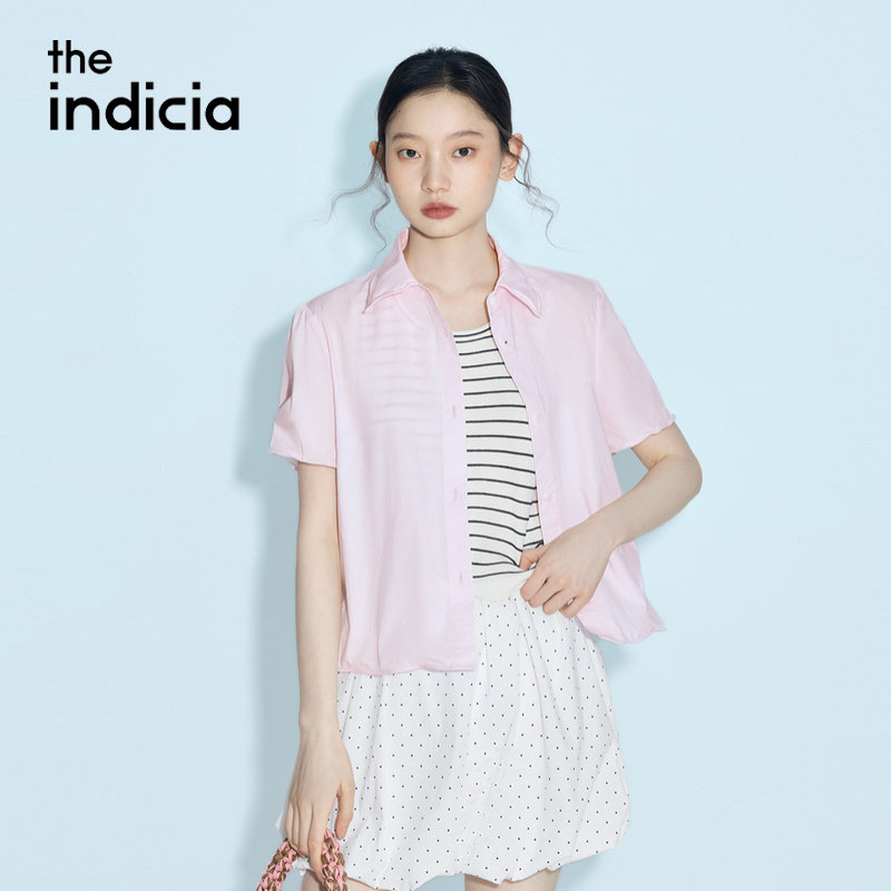 indicia标记商场同款2026夏季新款女装短袖粉色衬衫L2B6CS118F图片