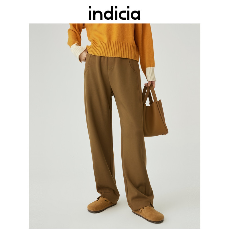 indicia标记商场同款冬季卡其休闲裤松紧长款裤子女装5D311KZ594N